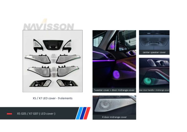 Kit rejillas altavoces y tweeters diseño Bowers & Wilkins con iluminacion para BMW X5 G05 (+2019) / X7 G07 (+ 2018) NV-SP8169-G05 1