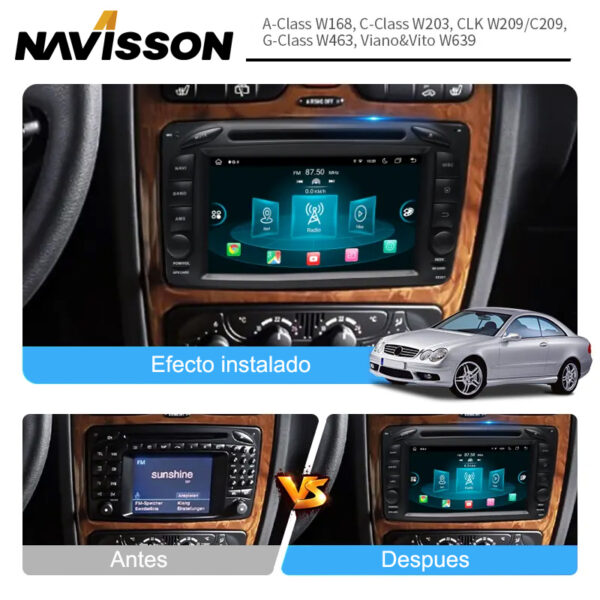 Sistema multimedia Navisson para CLASE C / CLASE G / CLC SPORT COUPE / CLK 2ª GEN. / VITO-VIANO NV-ME005A12CA 2