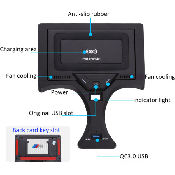 Cargador inalámbrico para BMW Serie 3 / Serie 4 (+2020) NV-CHW1017 5